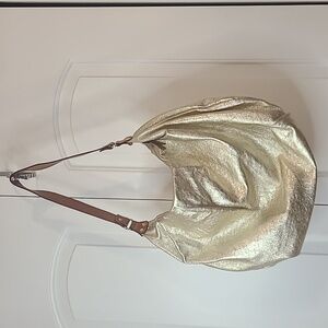 Kate Spade Gold hobo leather strap metallic shoulder bag